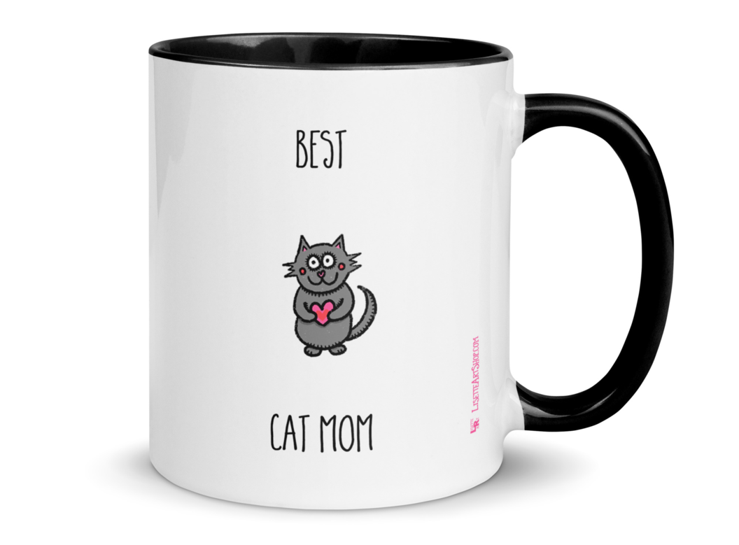"Best Cat Mom" Coffee Mug with Color Accents